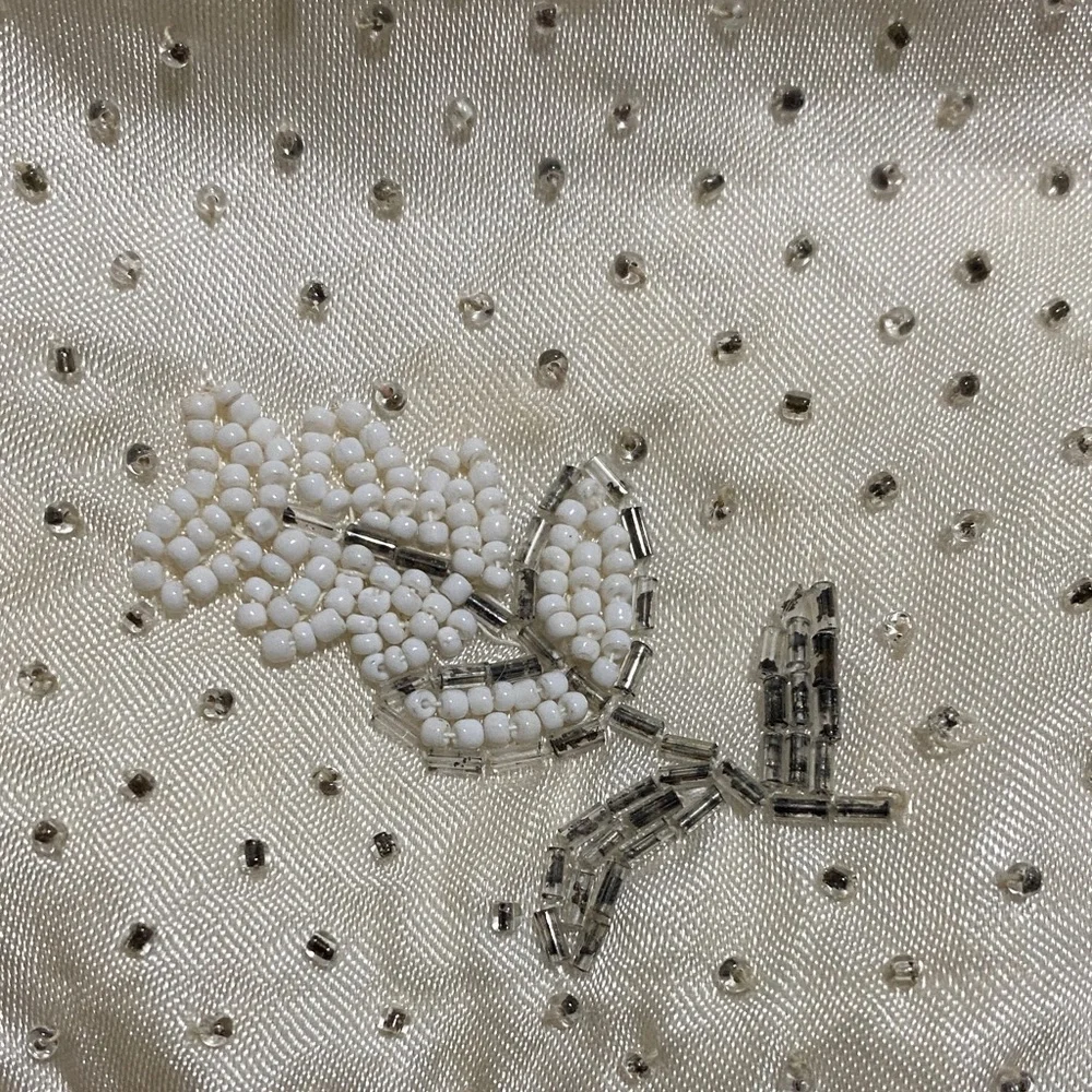 Vintage Dormar Elegant Beaded Clutch in Cream and Silver